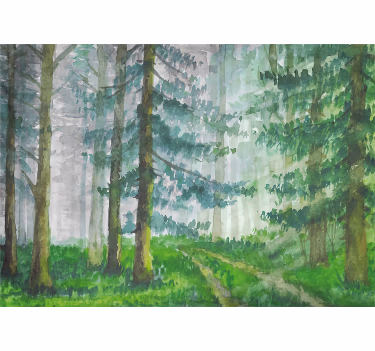 Tapisserie forêt détail chemin forestier - TenStickers