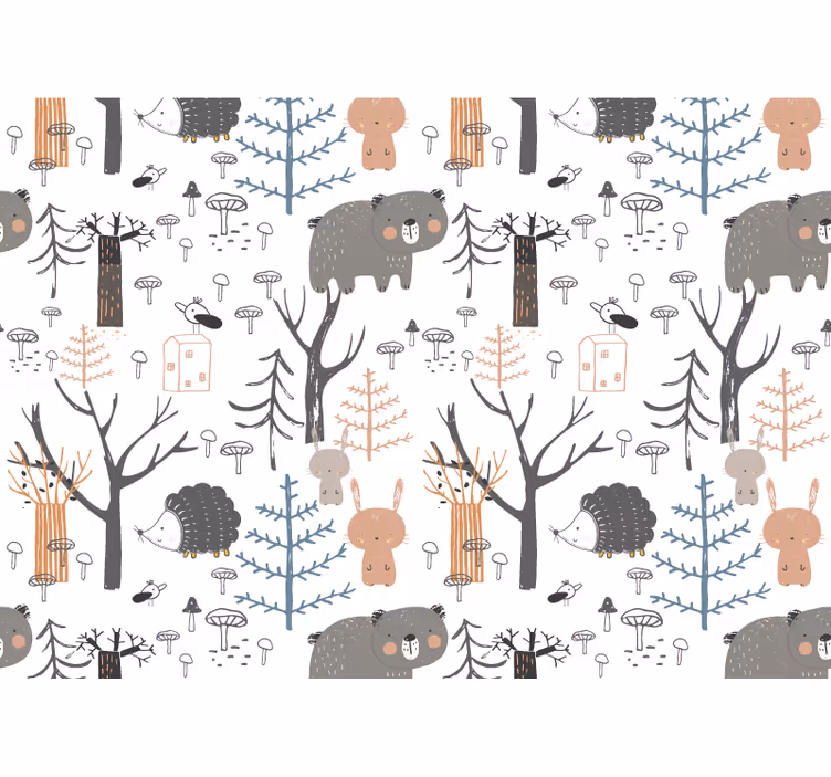Tapisserie chambre bébé thème des animaux de la forêt - TenStickers
