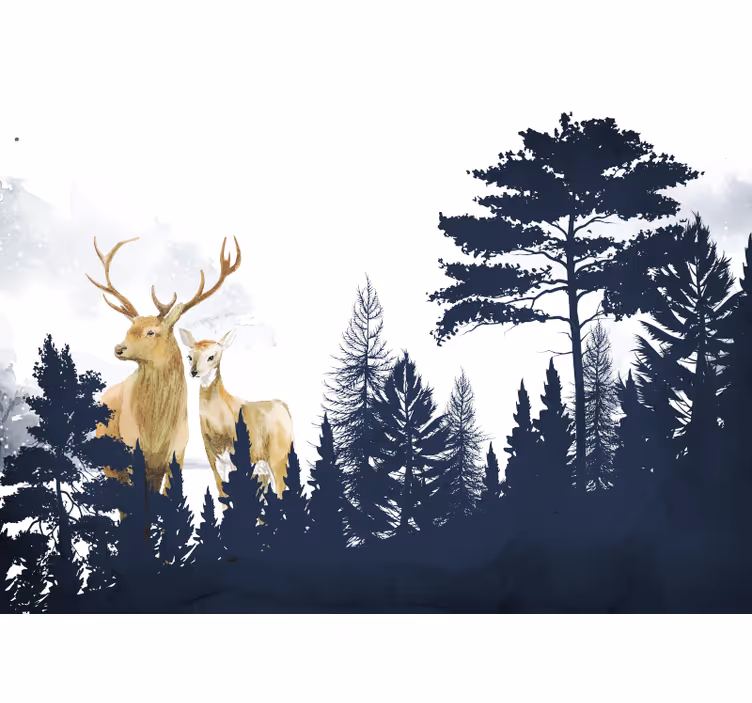 Papier peint mural forets Amis de la forêt de style scandinave - TenStickers