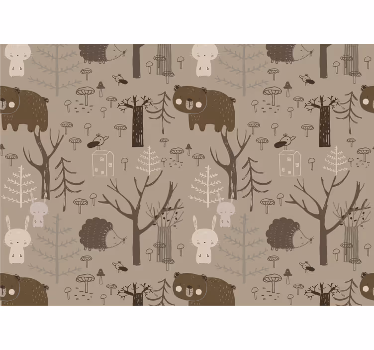 Papier peint mural forets Animaux de la forêt de style scandinave - TenStickers
