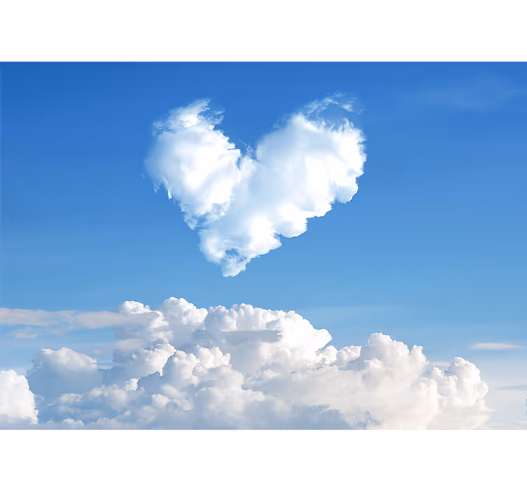 Tapisserie murale amour nuages en forme de cœur - TenStickers