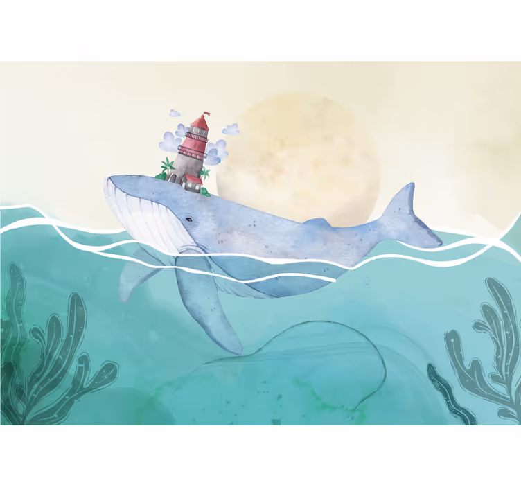Papier peint mural d'animaux Baleines de style scandinave - TenStickers