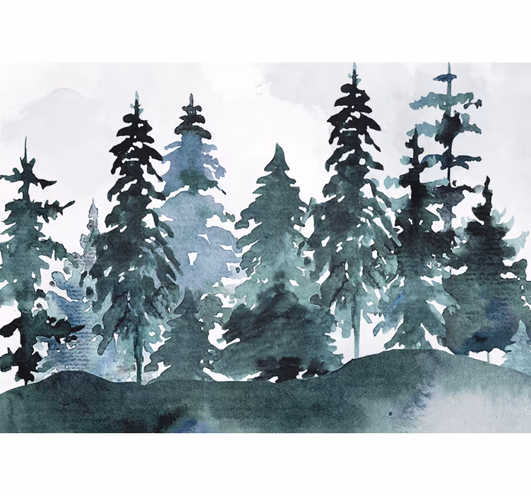 Papier peint moderne Arbres aquarelles artistiques - TenStickers