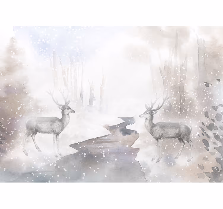 Tapisserie murale animaux rencontre avec un cerf majestueux - TenStickers