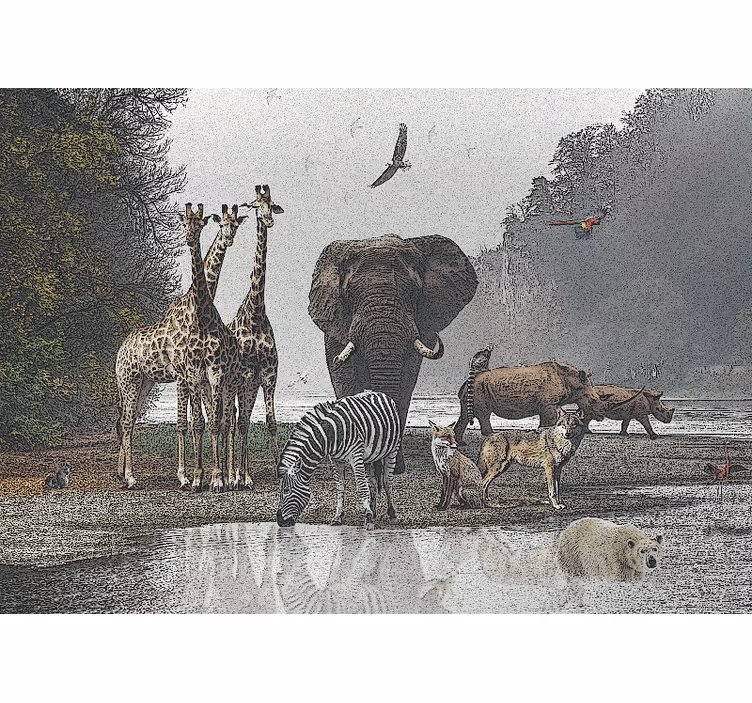 Papier peint mural forets Animaux sauvages de la jungle - TenStickers