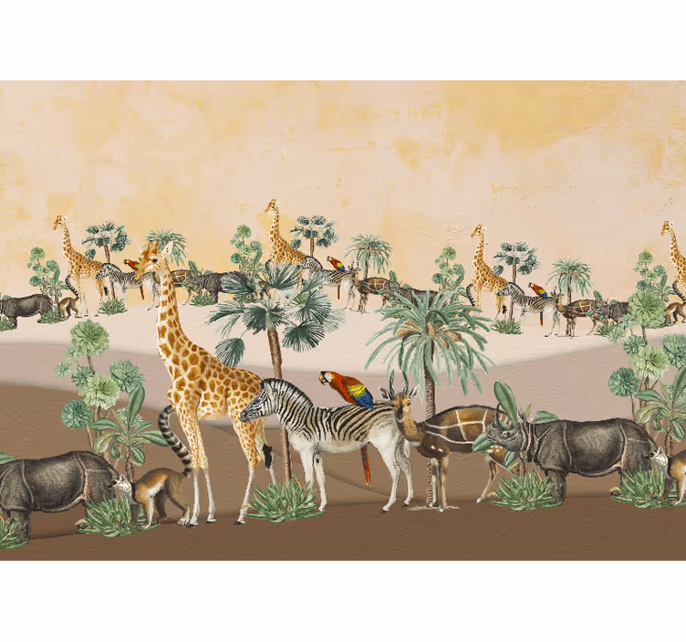 Tapisserie murale africaine scène de la faune safari - TenStickers