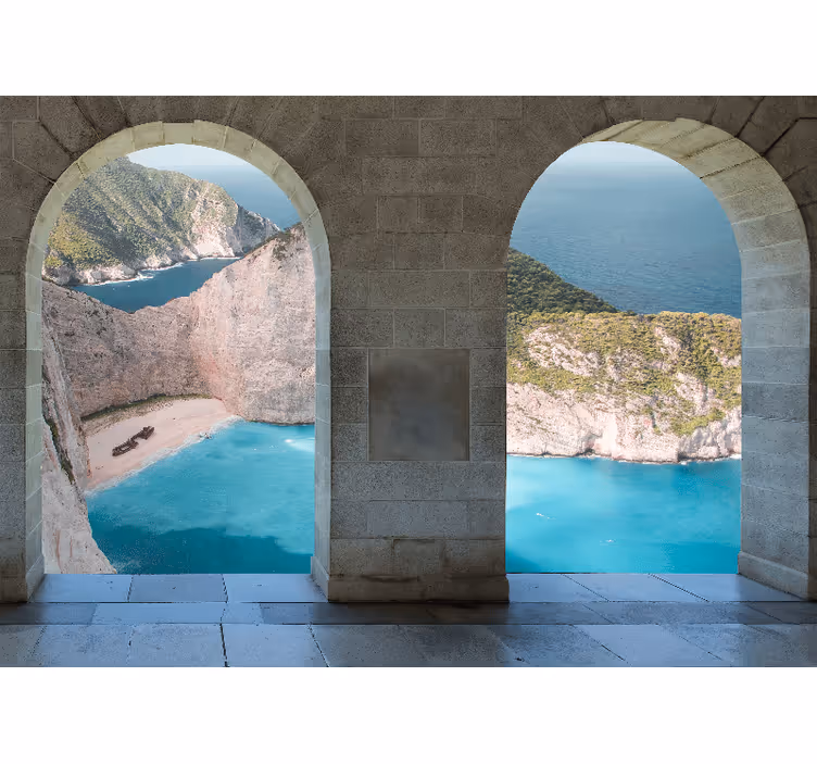 Tapisserie murale paysage arche de vue côtière - TenStickers