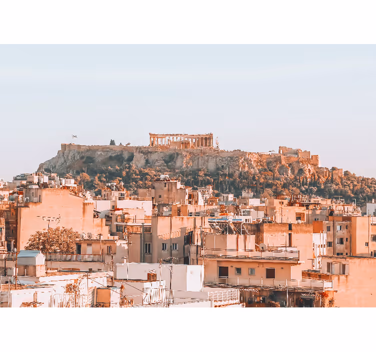 Tapisserie ville paysage urbain d'athènes - TenStickers