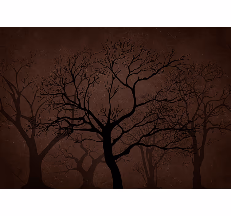 Tapisserie forêt silhouettes d'arbres noirs - TenStickers