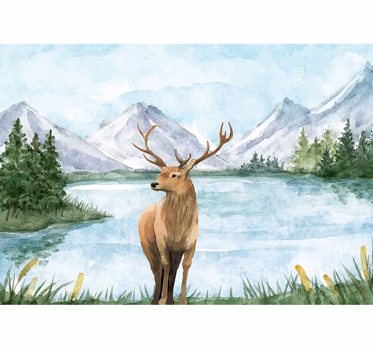 Tapisserie murale animaux paysage d'élans majestueux - TenStickers