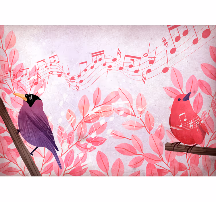 Tapisserie murale animaux oiseaux chanteurs - TenStickers