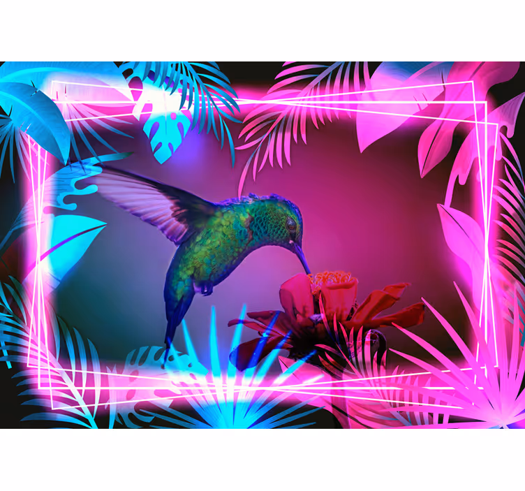 Tapisserie murale animaux colibri et floral - TenStickers