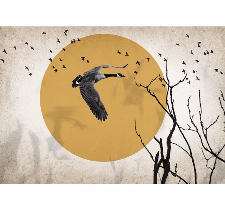 Tapisserie murale animaux silhouette d'oie en vol - TenStickers