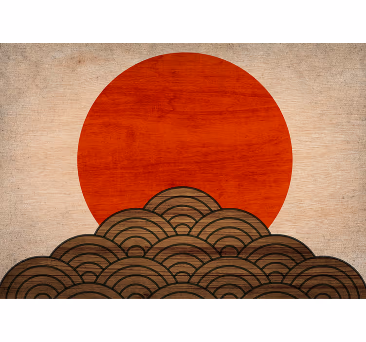 Tapisserie murale animaux vagues de soleil rouge - TenStickers