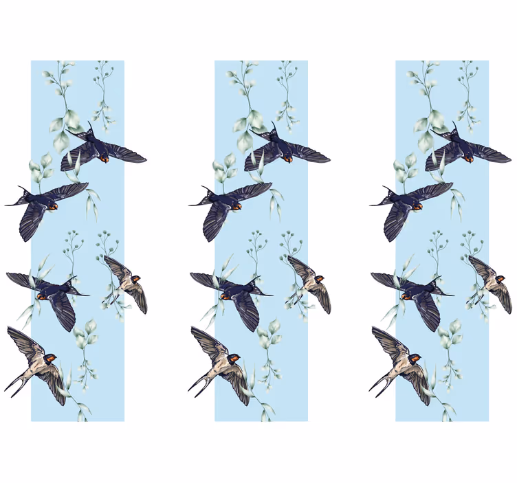 Tapisserie murale animaux hirondelles et verdure - TenStickers