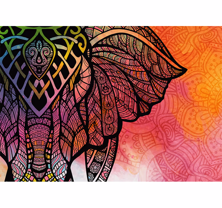 Papier peint mural d'animaux éléphant esquissé indien bohème - TenStickers