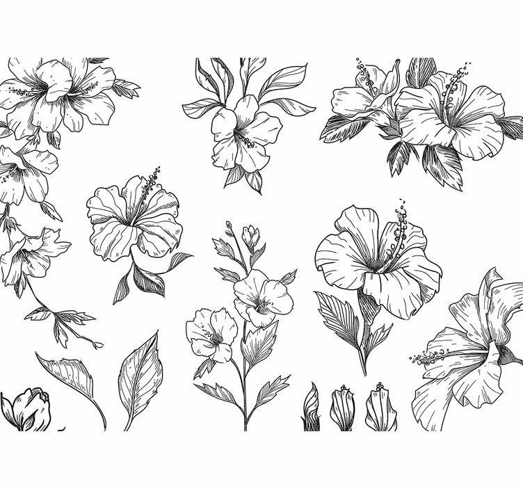 Papier peint mural de fleurs Dessin de fleurs - TenStickers