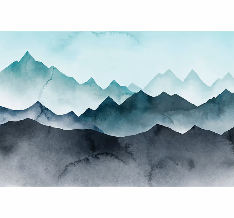 Papier peint mural montagne Montagnes bleues peintes - TenStickers
