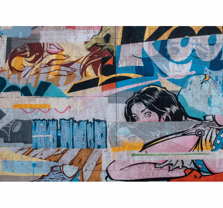 Papier peint mural art urbain Graffitis colorés originaux - TenStickers