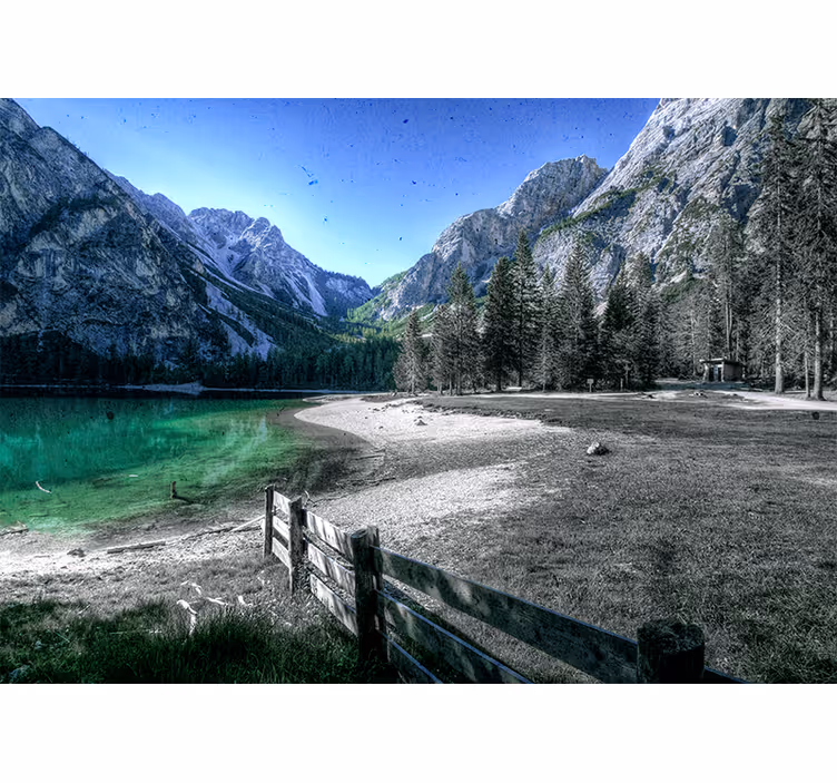 Tapisserie murale paysage lac montagneux sérénité - TenStickers
