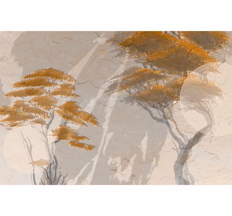 Tapisserie salon silhouettes d'arbres gracieuses - TenStickers
