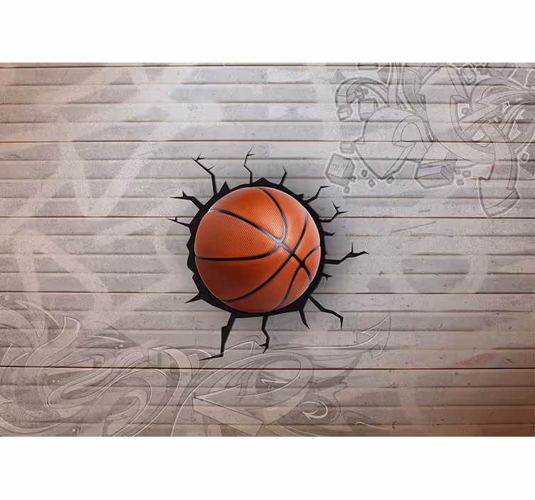Papier peint effet 3D Graffitis de basket-ball - TenStickers