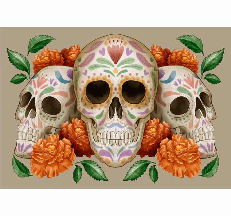 Papier peint crâne de style mexicain - TenStickers