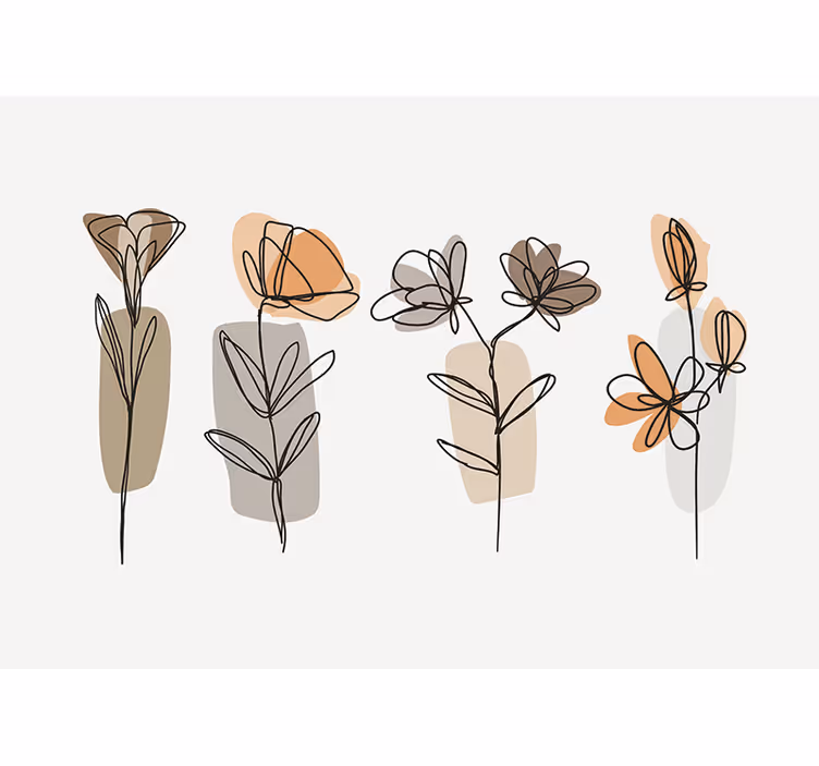 Tapisserie murale de fleurs style minimaliste - TenStickers