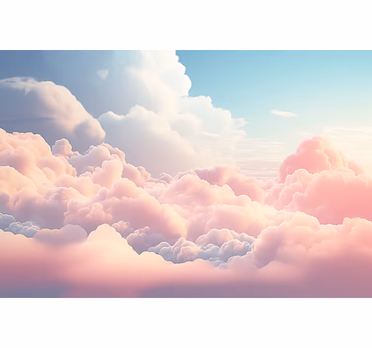 Tapisserie murale enfant paysage de nuages roses - TenStickers