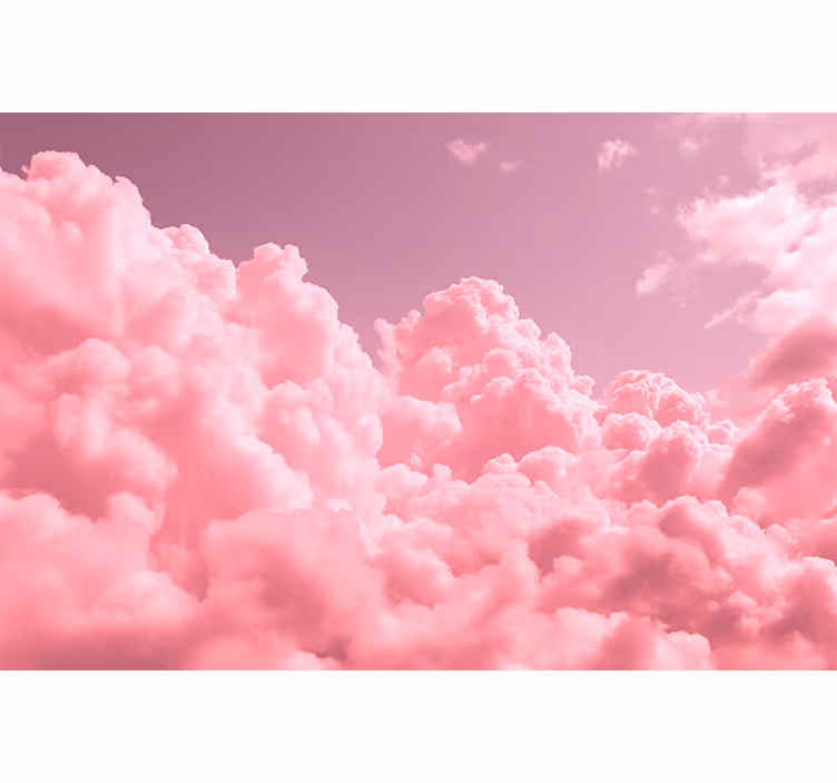 Tapisserie murale enfant nuages duveteux roses - TenStickers