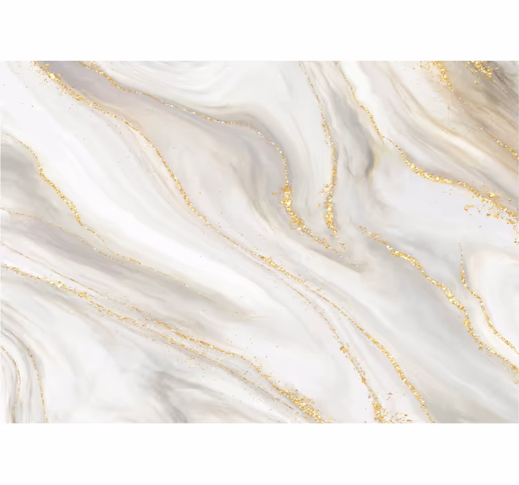 Tapisserie murale salle de bain marbre blanc or - TenStickers