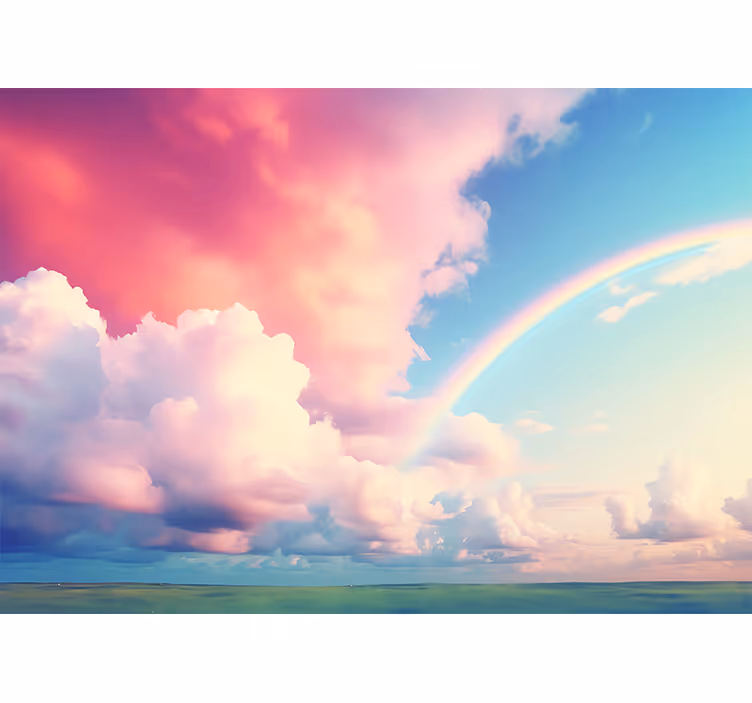 Tapisserie murale enfant ciel nuage arc-en-ciel - TenStickers
