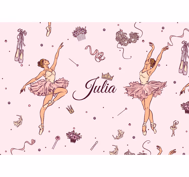 Tapisserie murale chambre ado ballet prénom - TenStickers