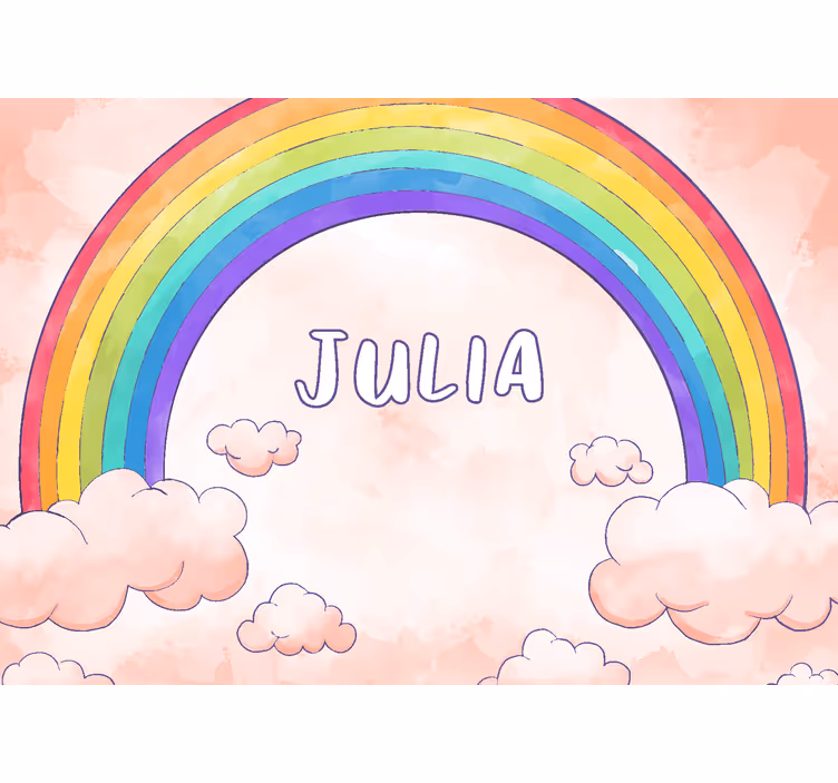 Tapisserie enfant arc-en-ciel rose personnalisé - TenStickers
