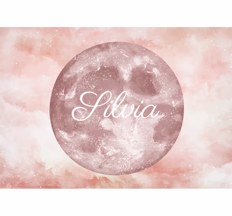 Tapisserie murale chambre enfant lune rose nom - TenStickers