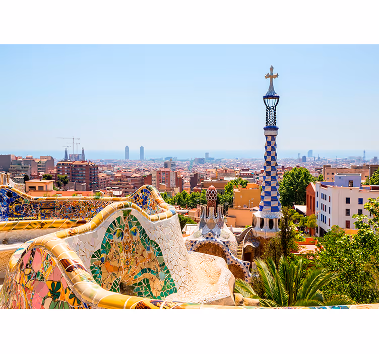 Tapisserie murale barcelone vue sur park güell - TenStickers