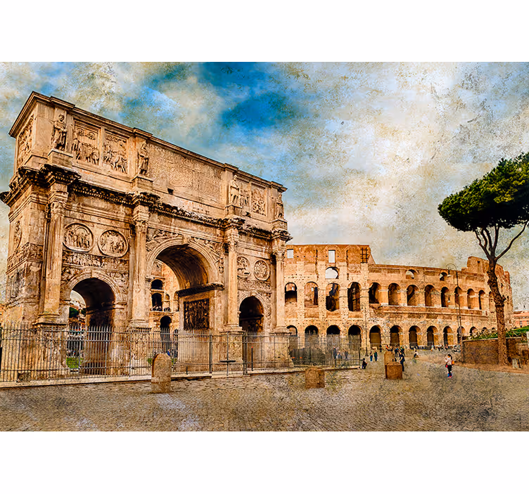 Tapisserie murale monuments romains historiques - TenStickers