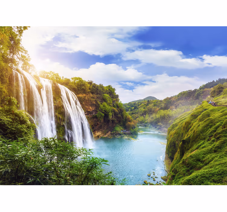 Tapisserie murale chutes d'eau et montagnes - TenStickers