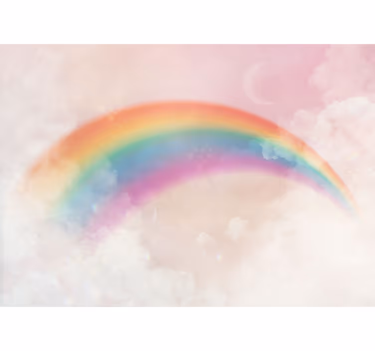 Papier peint enfant Nuages et boules arc-en-ciel - TenStickers