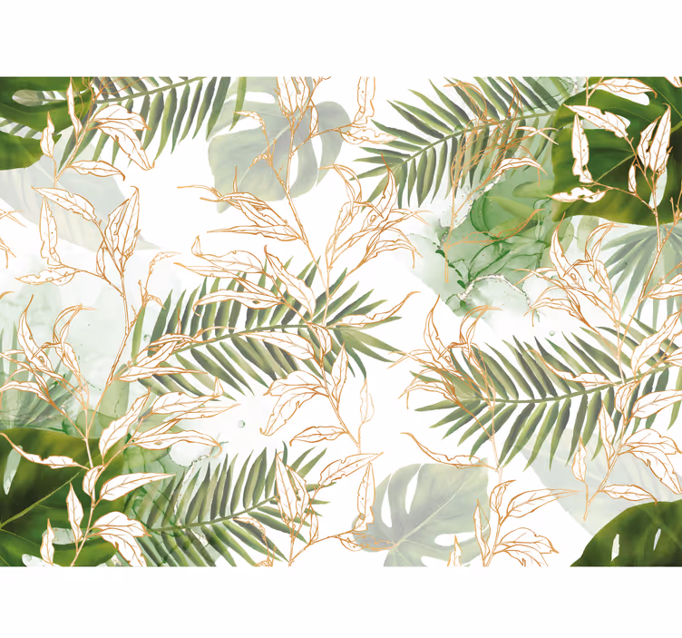 Tapisserie murale salon feuilles de palmiers - TenStickers