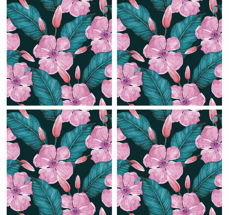Fleurs et feuilles nature coaster - TenStickers