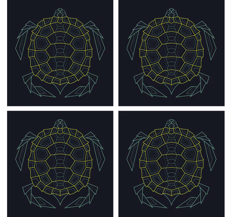 Ensemble de dessous de verre tortue géométrique abstrait - TenStickers