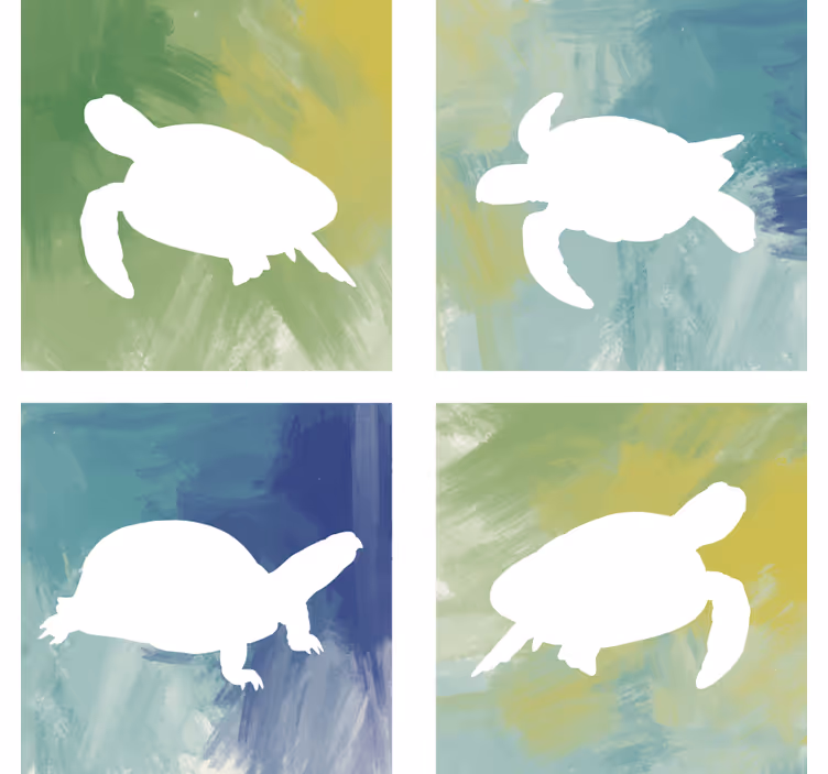 Sous verre geek silhouettes de tortues colorées - TenStickers
