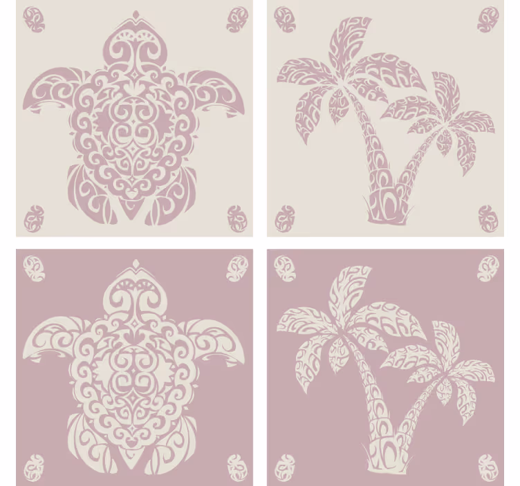 Dessous de verre tortue hawaïenne et palmier - TenStickers