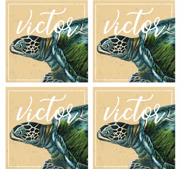 Sous verre personnalisable illustration de tortue avec nom - TenStickers