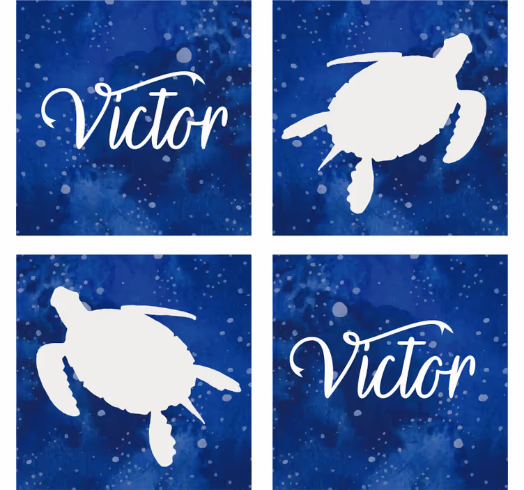 Sous verre personnalisable silhouette de tortue bleue - TenStickers