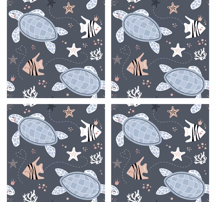 Sous-verre Tortues et poissons sous l'eau  - TenStickers