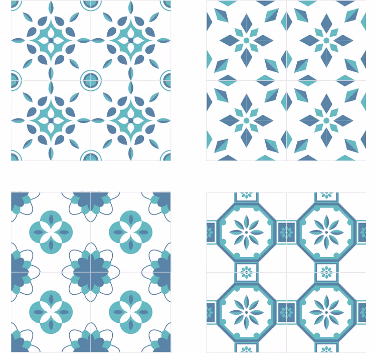 Sous verre carreaux motif carreaux floraux - TenStickers