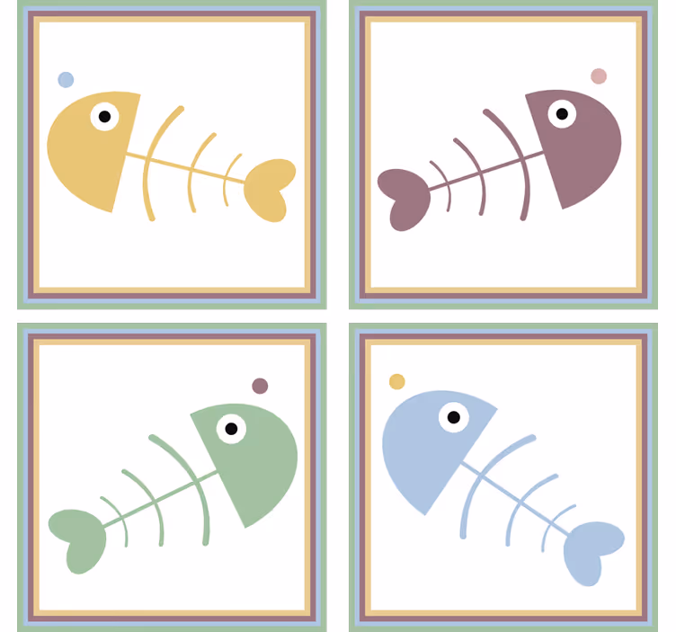 Dessous de verre Poisson avec corps en arête - TenStickers