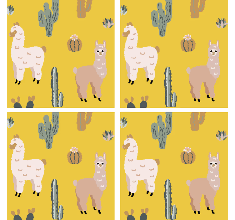 Sous verre geek motif llama et cactus - TenStickers
